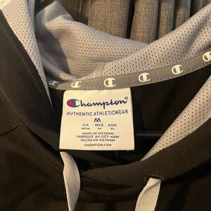 Champion Black Hoodie with Gray Accents